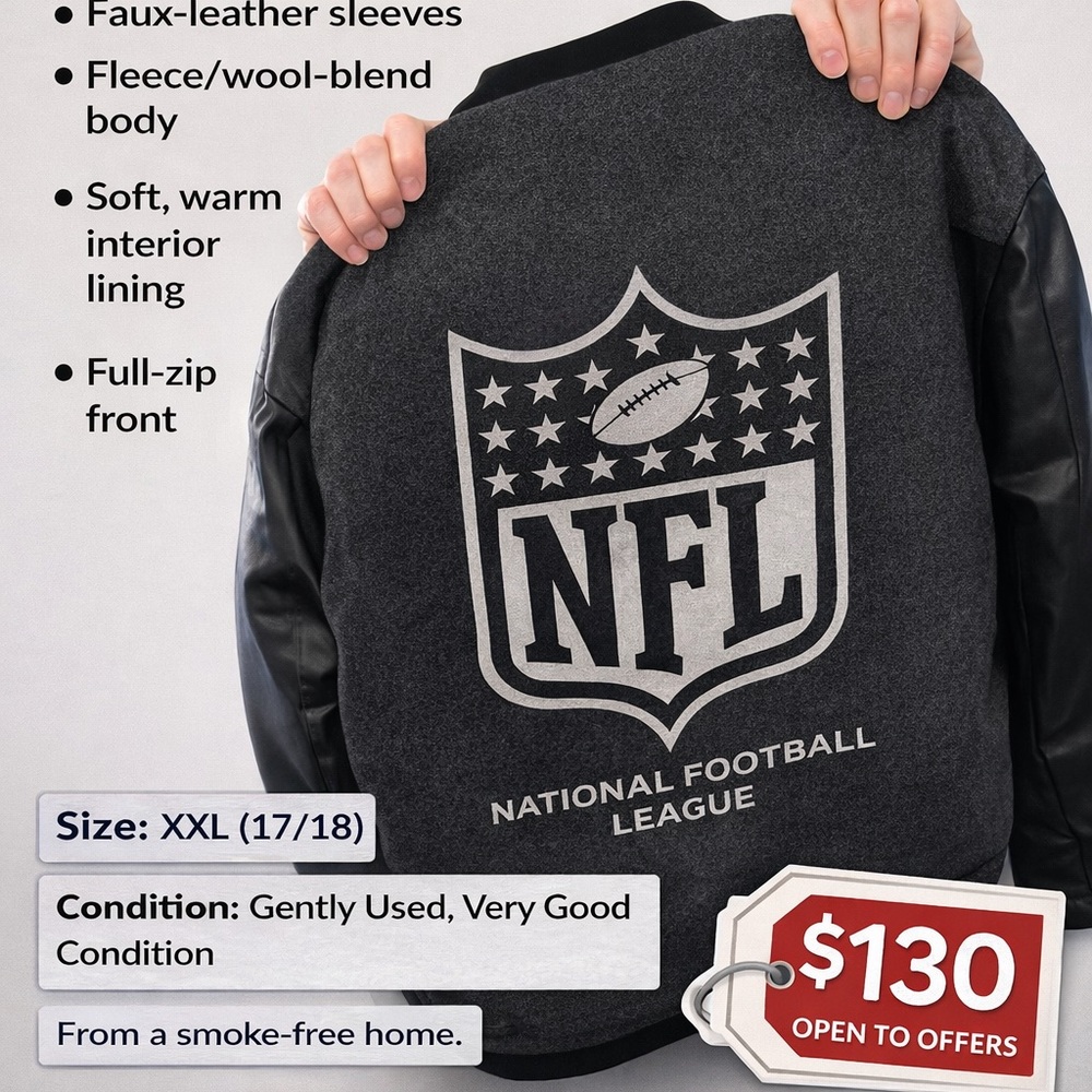 NFL Gray and Black Bomber Jacket